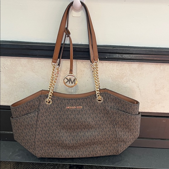 Michael Kors Handbags - Michael Kors Signature Brown Tote with Gold Accents
